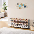 FAVOOSTY 3-Tier Expandable Shoe Rack, Adjustable Shoe Shelf Storage Organizer Space Saving Metal Free Standing Shoe Rack for 