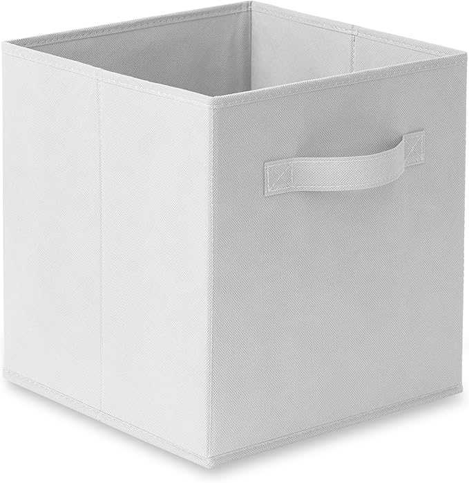 Casafield Set of 6 Collapsible Fabric Cube Storage Bins, White - 11" Foldable Cloth Baskets for Shelves, Cubby Organizers & M