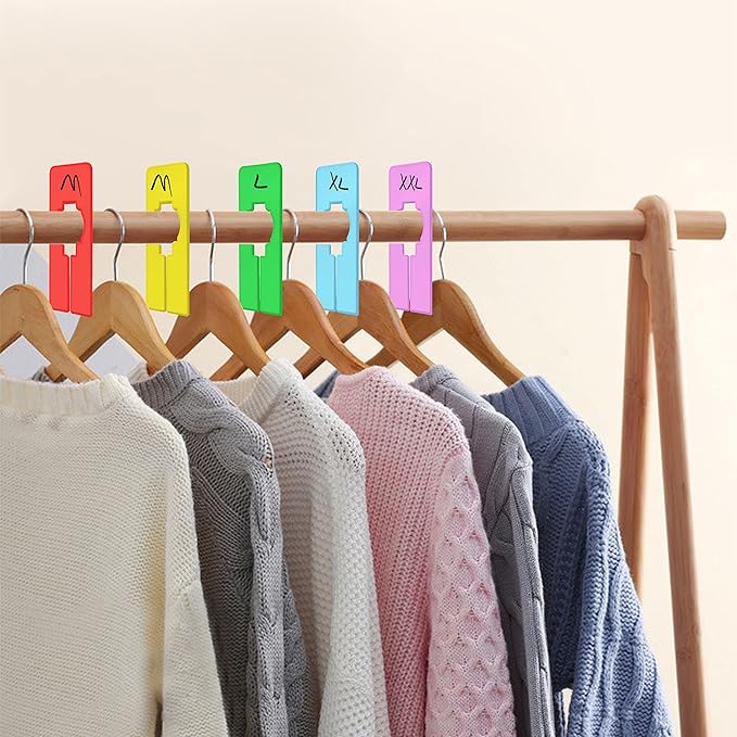 30 PCS Closet Rack Dividers, 6 Colors Rectangular Clothing Hanger Dividers with a Bonus Marker, Writable & Reusable for Sorti