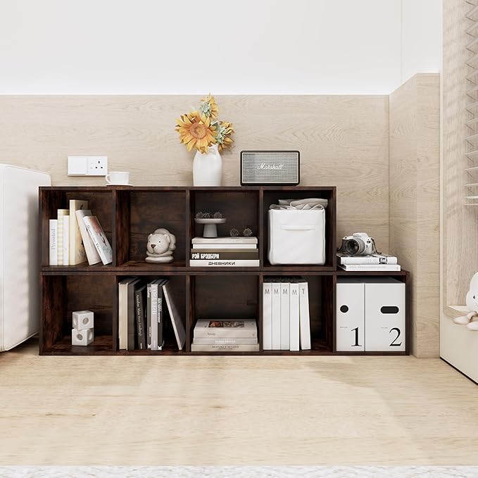 Book Shelf, 5 Cube Storage Organizer, Open Shelves Bookcase 9.3" x 11.8" x 52", Bookshelf for Living Room, Bedroom, Home Offi