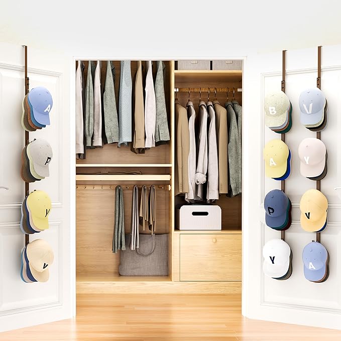 SWTYMIKI Over Door Hat Rack - 3 Packs Metal Hanging Hat Organizer with 12 Hooks Design, Baseball Cap Hanger Organizer Storage
