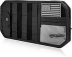 Molle Car Sun Visor Organizer, Auto Semi-Rigid MOLLE Panel Police Gear Holder w/Zipper Pocket & Sunglasses Clip, Universal Tactical Panel Visor Organizer for Cars SUVs Trucks