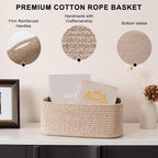 OIASKET 4 Pack Small Storage Shelf Baskets for Organizing, Mini Woven Rope Storage Bins for Towels, Cute Decorative Closet Or