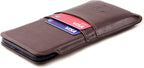 Dockem Provincial Wallet Sleeve for iPhone 17-11, 17-12 Pro, 17e, 16e, XR (6.1/6.3 inch) – Vintage Vegan Leather Pouch Cover with 2 Card Holder Slots [Brown]