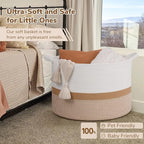 INDRESSME 115L Extra Large Cotton Rope Basket, Woven Baby laundry Blanket Basket for Home Decor Living Room Nursery, Toy Stor