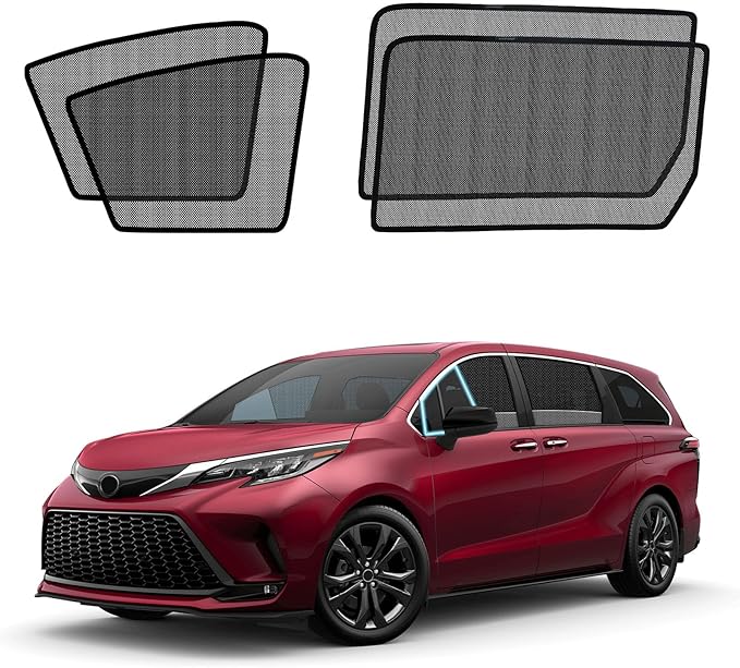 Sienna Specific Side Window Sun Shades, 2021-2025 Vehicle Interior Shade for Baby Mesh Covers, Breathable, UV Protection and Heat Insulation (Sienna (2021-2025), Front+Rear side-4pcs)
