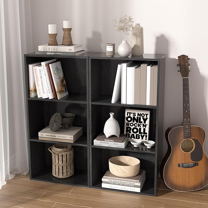 Wooden 3 Cube Storage Organizer, 3 Tier Low Bookcase Freestanding Storage Display Organizer,Versatile Cubes Shelf and Cubby U