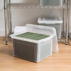 IRIS USA File Box, Plastic File Boxes With Lids, Document Organizer for Letter/Legal File, Document Box, Storage Bin For Hang