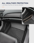 All-Weather Floor Mats for Honda Accord 2013-2017 (Only for Sedan) Custom Fit Black Rubber Car Liners, Waterproof Vehicle Accessories for Front & Rear, Heavy Duty Interior Protection