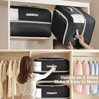 Comforter Storage Bag - 110L Large Capacity Blanket Storage Bags 2-Layer Ultra Space Saving Self Compression Organizer, Washa