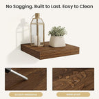 Fun Memories Rustic Wood Floating Shelves for Wall, Space-Saving Wall Mounted Shelves for Bathroom, Bedroom, Living Room and 