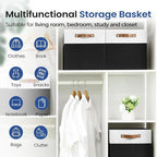 FinishingBo 6-Pack Storage Cubes with Handles & Label Holders Basket, Closet Cube Home Organizer Bins(White/Black, 13 x 13 x 