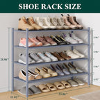 Smiry Long Bamboo Shoe Rack 4-Tier, Stackable Wooden Shoe Organizer for Entryway & Closet, Free Standing Wood Shoe Storage Sh