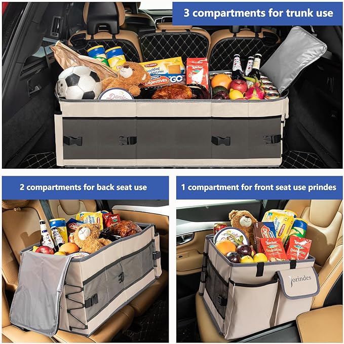 Trunk Organizer with Built-in Insulated Leak Proof Cooler Bag,Collapsible Cargo Organizer for SUV with Non Slip Bottom