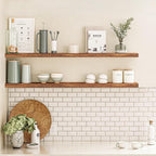 Ballucci Floating Shelves, 55" Wood Wall Shelf Set of 2, with Invisible Brackets for Bathroom, Living Room, Bedroom, Kitchen,