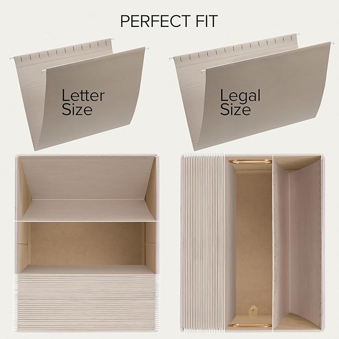 ZICOTO Decorative File Organizer Box Set of 2 - Collapsible Linen Filing Cabinets w/Handles Are Perfect to Store all Your Doc
