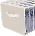 Zilink Upgraded Wardrobe Clothes Organizer with Support Board Clear Pants Organizer for Closet with 7 Grids Divider Extra Lar