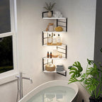 Corner Floating Shelves with Lights - 5 Tiers Corner Shelf Wall Mounted, Bookshelf with LED Light, Floating Shelves for Wall,