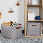 HNZIGE Large Rectangle Storage Baskets for Shelves 16"×11.8"×11.8" Fabric Storage Bins with Handles (2 Pack) Decorative Stora