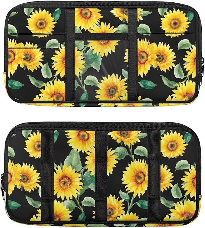 Tactical Sun Visor Organizer for Car and Truck,Sunflower Card Sleeve Pocket with Multi-Pocket Zipper Adjustable Straps Patrol Car Storage