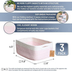 NaturalCozy 11.8"x8"x4.5” Rectangle Storage Baskets for Shelves 3 Pack | Cotton Rope Woven Small Baskets for Organizing | Sma