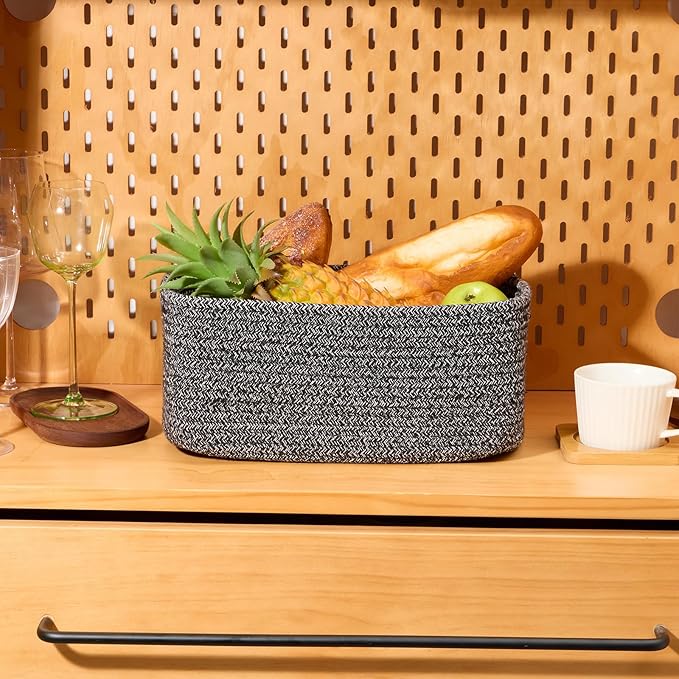 MiniArk Small Storage Baskets for Organizing | Closet Organizer Bins | Shelf Toy Basket | Woven Rope Baskets | Cube Decorativ