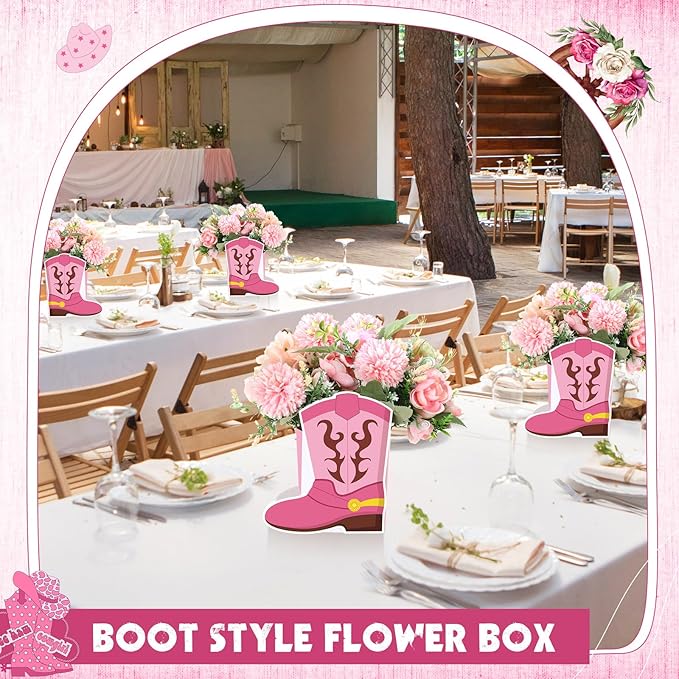 8 Set Western Cowboy Boots Flower Boxes Centerpiece Boot Shape Gift Boxes Western Party Decoration Vase Centerpieces for Tabl