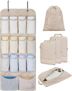 BAGSMART Hanging Compression Packing Cubes for Closet Organizers And Storage, 6 Set Suitcase Organizer Bags Set, Cruise Trave
