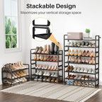 SNTD Shoe Rack - Expandable Shoe Organizer for Closet, Adjustable Metal Shoe Shelf Storage, Stackable Long Shoe Stand Holder 