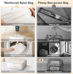 Comforter Storage Bag - Large Capacity Blanket Storage Bags 3-Layer Ultra Space Saving Self Compression Organizer, Washable C