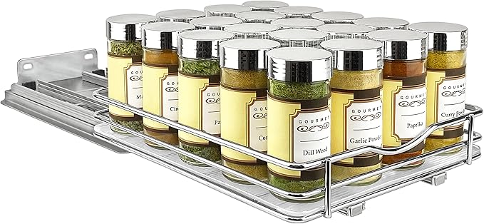 LYNK PROFESSIONAL® Pull Out Spice Organization for Cabinets - 8-3/8 inch Wide – Spice Rack for Inside Cabinets, Slide Out Spi