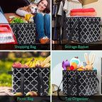 WISELIFE Reusable Grocery Bags 4-Pack Foldable Washable Large Storage Bins Basket Water Resistant Shopping Tote Bag Black