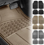 FH Group Climaproof™ Trimmable Non-Slip Vinyl Floor Mats Full Set - Universal Fit for Cars Trucks and SUVs (Beige) F11306 + F16400
