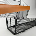 Leather-Accented Wall File Holder, Art Deco Wall-Mounted Magazine Rack, Hanging Mail Organizer, Metal Wire Hanging File Organ