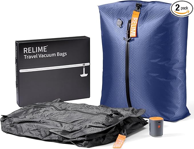Relime Classic Series Vacuum Bags for Travel Luggage with Wireless Pump, Compression Bags for Carry On Suitcases and Backpack