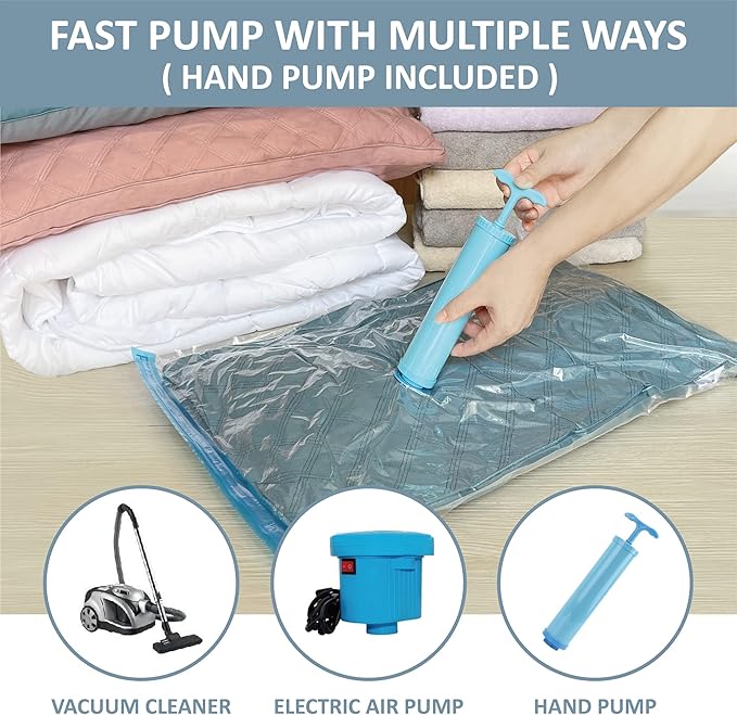 Roomimaster Vacuum Storage Bags, Vacuum Seal Space Saver Bags for Clothing, Travel Lugggage,Carry-on, Blankets, Comforters, P