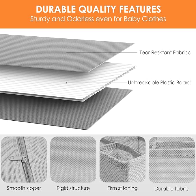 Drawer Organizer Clothes, 8 Pack Dresser Organizer Bins for Baby Clothes, Underwear Sock, Fabric Closet Organization and Stor