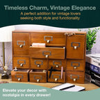 12-Drawer Apothecary Cabinet - Index Card Organizer - Vintage Chest of Drawers - Mahogany Wooden Organizer - Office Desktop D
