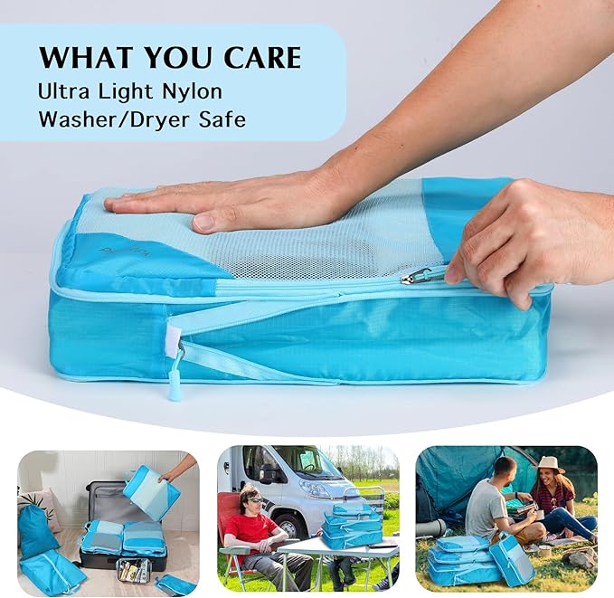 PFEYRPK Lightweight Compression Packing Cubes for Suitcases, Compressible Expandable Travel Packing Organizer with Clear Toil