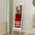 Hzuaneri Blanket Ladder for Living Room, Decorative Quilt Rack with 4 Removable Hooks, 6-Tier Farmhouse Ladder Holder Shelf O