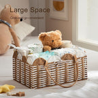 HBlife Baby Diaper Caddy, Paper Rope Storage Baskets Nursery Bin with Removable Divider, Portable Car Organizer for Diapers, 