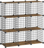 HOOBRO Wire Cube Storage Organizer, 9-Cube Shelves, Modular Shelves with Metal Grid, DIY Closet Cabinet for Living Room, Bedr