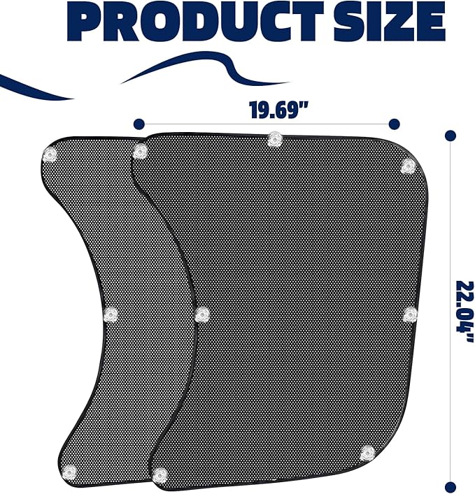 2Pcs Semi Truck Side Window Sun Shades with Suction Cups, UV Protection Semi Truck Curtains for Freightliner Cascadia Interior Accessories 23.6x21.6 Inch