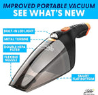 ThisWorx Car Vacuum Cleaner 2.0, Portable Handheld Mini Vacuums Cleaner W/ 16ft Cord, LED Light, Bag, & Attachments- Small Va