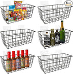 ABuff 6 Pack Metal Wire Storage Baskets Wall Mounted Hanging Wall Basket with Traceless Tape, Hanging Kitchen Organizer Baske