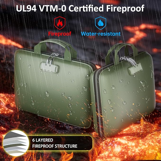 Fireproof File Organizer with Lock, Hard Case Fireproof Document Box with 13 Colorful Pockets Accordion File Folder, Importan