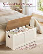 VASAGLE Storage Chest, Storage Bench with 2 Safety Hinges, Farmhouse Style, 15.7 x 39.4 x 18.1 Inches, for Entryway, Bedroom,