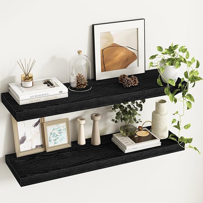 Fun Memories 36Inch Floating Shelves, 9.3Inch Deep Rustic Wall Shelves - Extra Deeper & Thicker Wall Mounted Storage Shelf fo