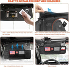 Sun Visor Organizer Compatible with Wrangler JL & JT 2018-2025, Driver's Side Front Tactical Visor Storage Molle Webbing Visor Storage, car Sunglasses Clip, Multi-Pocket