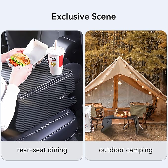 2024 Upgraded for Tesla Model Y/3 Accessories [Dual Folding,More Convenient] Car Tray Table for Eating，Working,Camping,Food Laptop Desk for Front and Rear Seats, Driver and Passenger